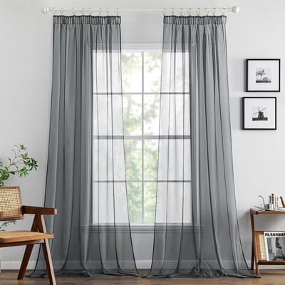 OmGoods - Dailygoody - Gordijnen - Transparante Voile - Luchtig Deco-gordijn - Donkergrijs - Set van 2 - Perfect voor Slaapkamer en Woonkamer