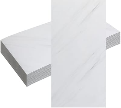 40 Stuks Zelfklevende Keukensplashboard Tegels 30x60 cm - Ook voor Badkamer & Woondecoratie | Echte Tegel Look zonder Breekwerk,Wit