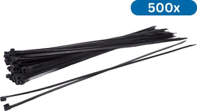 Kortpack - Tyraps/Kabelbinders - 300mm lang x 9.0mm breed - Zwart - 500 Stuks - UV-Bestendig - Treksterkte: 79,4KG - Bundeldiameter: 76mm - Bundelbandjes - (099.0301)