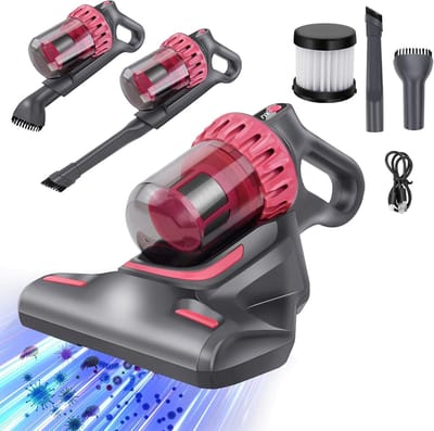 500W Huisstofmijt Stofzuiger | 15.000Pa Zuigkracht, UV-C Sterilisatie | Dubbel Stofreservoir, 4M Snoer, 36.000 Tikken/Min, Warme Lucht 55°