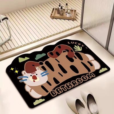 Tapis de bain en terre de diatomée douce de forme spéciale dessin animé, antidérapant, absorbant, à séchage rapide, tapis de porte de toilettes mignon 40 * 60cm soft diatom mud brown