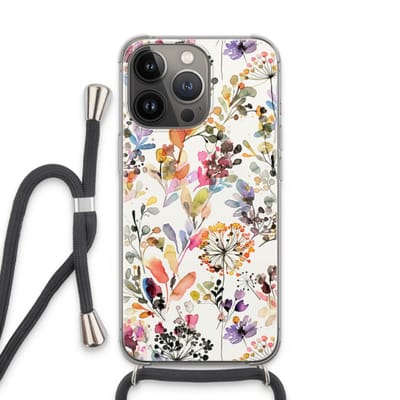 Case Company® - Hoesje met koord geschikt voor iPhone 13 Pro hoesje met Koord - Wilde grassen - Telefoonhoesje met Zwart Koord - Bescherming aan alle Kanten en Over de Schermrand