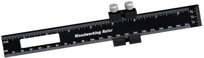 Houtbewerking Liniaal - Meetgereedschap Precisie - Markeren Tekenen - Verstelbare Schuifstop - 8 Inch Metrisch - Zwart