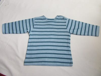 petit bateau , unie , trui , streep , turqouise / groen ,  74 - 12 maand