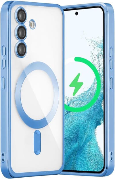 Hoesje geschikt voor Samsung Galaxy S24 hoes Met Lens beschermer Transparant / Blauw