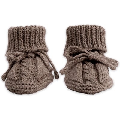 Lodger - Baby Slofjes Gebreid - Bruin - 0-6 Maanden - Katoen - Newborn Slofjes & Babysokjes