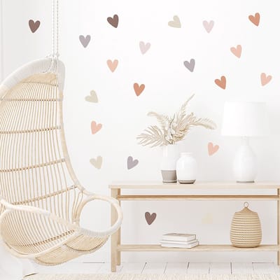 Sipo Harten Wandsticker Set - Zelfklevende Muurdecoratie - Verplaatsbare Harten voor Kinderkamer en Woonkamer - 6.5x5.7 cm per Hart - Muurstickers