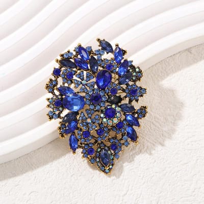 1PC Vintage Grote Bloemen Broche Ingelegd Met Kunstmatige Zirkonia Bloemen Broche Banket Feest Bruiloft Kledingaccessoires Mode Sieraden