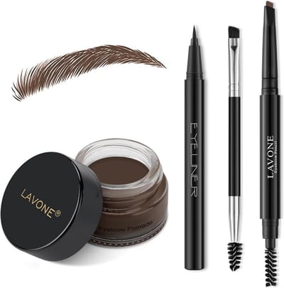 Complete Wenkbrauwset: Potlood, Zalf, Liquid Eyeliner en Borstel - Definitie en Volle Wenkbrauwen