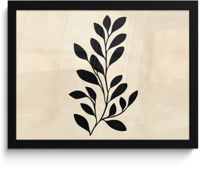 Poster in lijst - Fotolijst 40x30 cm - Posters - Minimalistisch - Tak - Bladeren - Zwart - Posterlijst zwart - Decoratie - Wanddecoratie woonkamer - Muurdecoratie slaapkamer