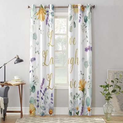 Eucalyptus Madeliefje Lavendel Vlinder Gordijnen voor Slaapkamer Woonkamer Raambekleding Jaloezieën Keuken Huisdecoratie Drapes 135W x 60H(cm) x1 white