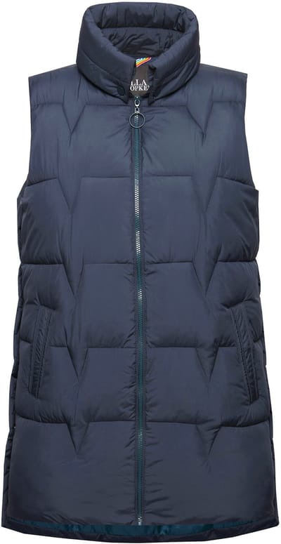 Ulla Popken - Dames - Doorgestikte bodywarmer zijwaartse drukknopen mouwloos - Marine - Maat 42+