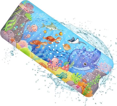 Badmat kind en baby - oceaan walvis koraalrif vissen octopus onderwater - grote mat anti slip - antislip baby's kinderen - antislipmat - kinderbadmat babybadmat douchemat douche badkamer - groot - wasbaar