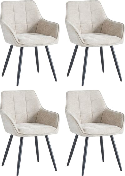 Colenis® - Oriana Eetkamerstoelen - Set Van 4 - Taupe - Chenille Stof - Design