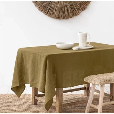 100% Puur Linnen Rechthoekige Tafelkleden voor Eetkamer Buffet Feesten Picknick Evenementen en Restaurants Effen Kleur Tafelkleed Decoratief 90x90cm