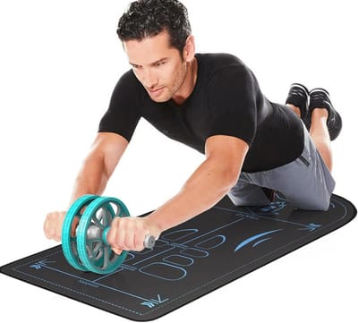 Ab Roller Mat - Buikroller Kussen - Buikspier Training - Antislip Ondersteuning - 7 mm Dik - Zwart