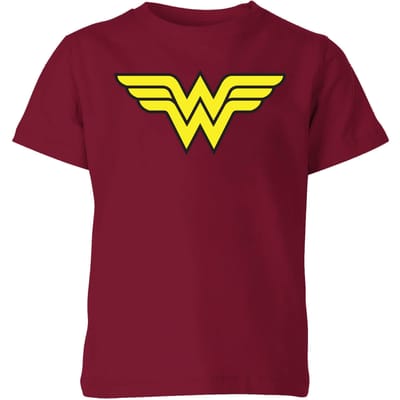 Justice League Wonder Woman Logo Kids' T-Shirt - Burgundy - 110/116 (5-6 jaar)
