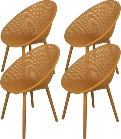 Terrasstoelen Kunststof - Tuinstoelen Stapelbaar - Buiten Zitten - Weerbestendig - 59 x 59 x 83 cm - Mosterdgeel