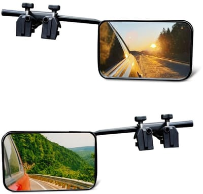 Dailygoods- Sleepspiegel met HD-glas - 2-pack - Universele clip-on - Rechthoekige zijspiegel - Voor caravan - Duurzaam PP-materiaal