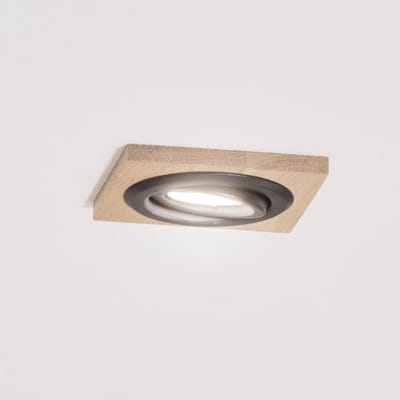 Lamkur Plafondinbouwlamp Tobby, 10 x 10 cm, set van 3, eikenhout GU10
