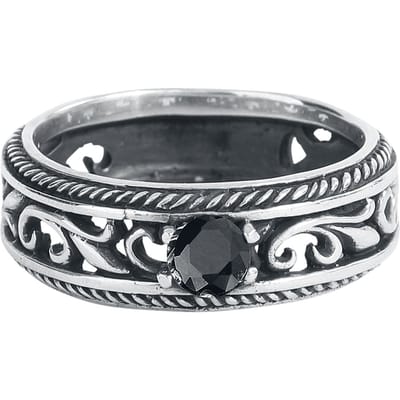 etNox - Gothic Ring - Princess - voor Vrouwen - zwart-zilverkleurig