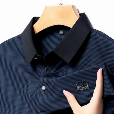 Naadloos T-shirt met korte mouwen Heren Zomer Business Casual Stretch Strijkvrij Dun Revers Heren Poloshirt 4XL