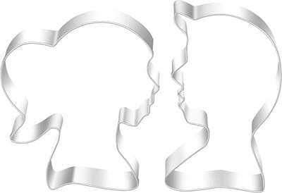 Uitsteekvormen 2 gezichten Man & Vrouw - Jongen & Meisje gezichten - RVS Metaal koekjesdeeg/fondant uitsteker - Voor Bruiloft, Geboorte, Verjaardag etc.