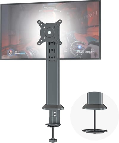 Enkelarmige monitorarm standaard voor platte en gebogen computerschermen - draaibaar en verstelbaar - 13 tot 32 inch - tot 35 kg - zwart