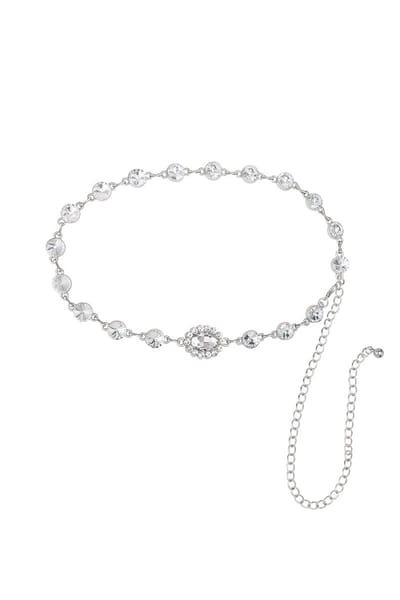 Bijoutheek belly chain glass beads Zilver