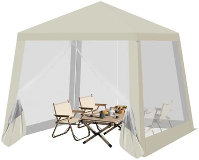 Tuinpaviljoen - Pergola - Tuintent - Met Klamboe - Met Zijwanden - Beige - 3x3 m
