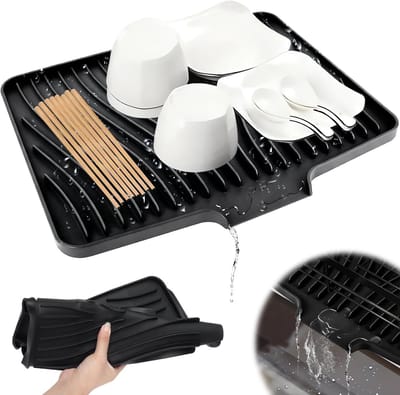 Siliconen afwasdroger voor servies, 50 x 43 cm, hittebestendig, antislip, ideaal voor aanrecht en gootsteen