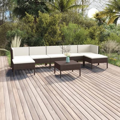 vidaXL - 8-delige - Loungeset - met - kussens - poly - rattan - bruin