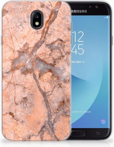 Samsung Galaxy J7 2017 | J7 Pro TPU Siliconen Hoesje Marmer Oranje