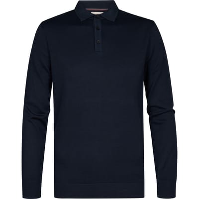 Petrol Industries - Heren Gebreide polo met lange mouwen ironbridge - Blauw - Maat M