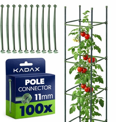 KADAX plantenstokverbinder Ø 11 mm, 100 stuks, plantenstokverbinder voor klimsteunen, klimobelisken en tomatensteunen in de kas, steekverbinder voor plantenstokken