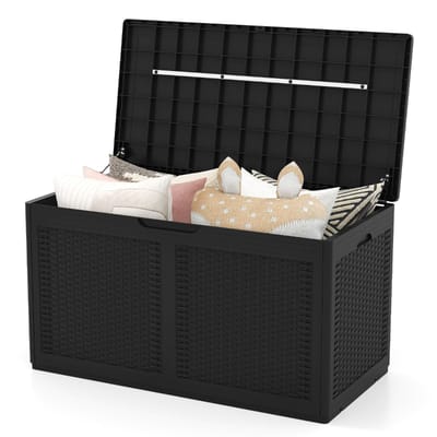 Coast Tuinbox met wielen - waterdichte opbergbox - bankje - zwart - 380 liter