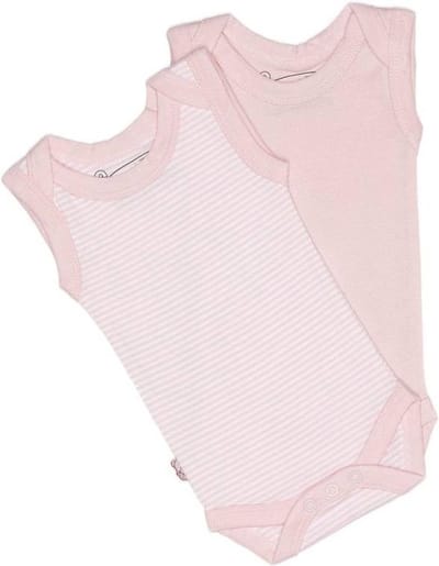 ISI MINI - Wikkelromper - Teddy - Zonder mouw - Roze / Wit - 44/48 - set van 2
