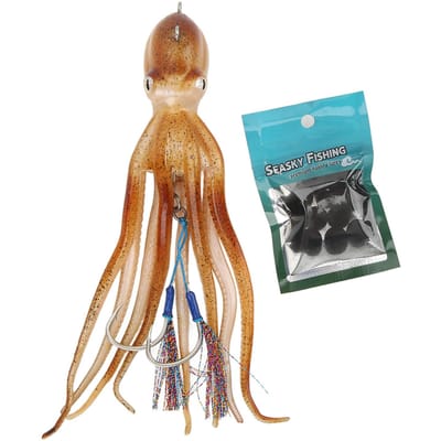 Simulation Calamars Jigs Pêche Leurres Poulpe Poulpe Jig Réaliste pour Pêche en Mer Salée avec 10 Tablettes d'Encre blue