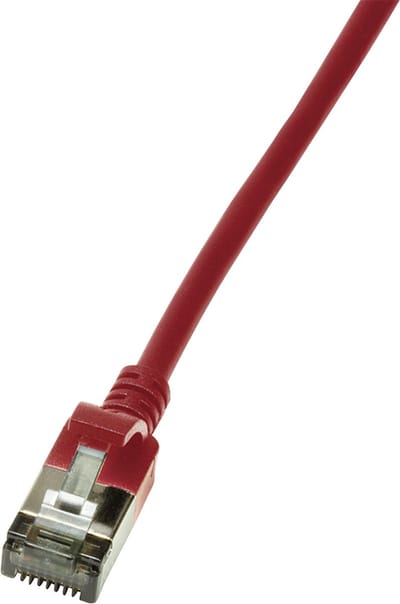 LogiLink CQ9064S RJ45 Netwerkkabel, patchkabel CAT 6A U/FTP 3.00 m Rood Extreem dun, Vlambestendig, Flexibel, Folie afscherming, Halogeenvrij, Snagless,