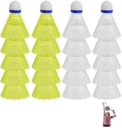 Dailygoods- Badmintonshuttles 24 stuks - Nylon - Duurzaam - Vrijetijdsspel - Binnen/Buiten - Geel/Wit - Geschikt voor alle leeftijden - Badmintonballen