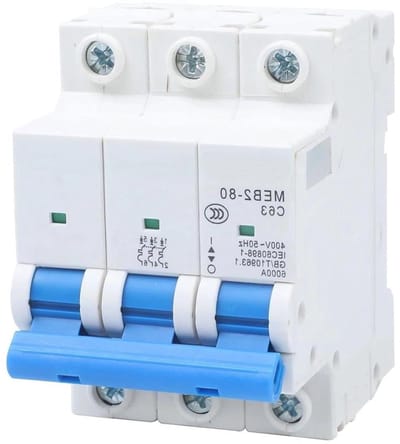Zekeringschakelaar MCB - Stroomonderbreker automaat - Elektrische beveiliging - Krachtige 6ka schakeling - 50A-63A 4-polig - Grijs