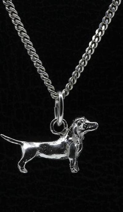 Zilveren Basset artesien normand ketting hanger - klein