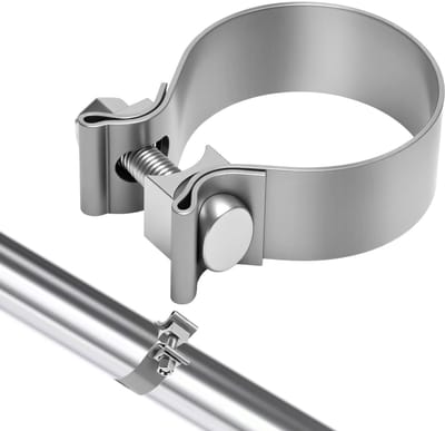 Dailygoods - Universele uitlaatslangklemmen, DIN-klem, massief roestvrij staal, buisklem, roestvrijstalen uitlaatklem, slangklemmen, O-vormige klemmen, uitlaatslangklem, buisverbinder (OD: 63 mm)
