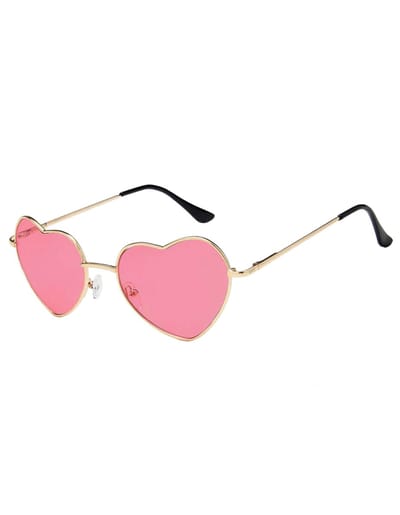 KIMU® Zonnebril Hartjes - Goud Montuur - Roze Glazen - Gouden Hippie Bril Vintage Festival