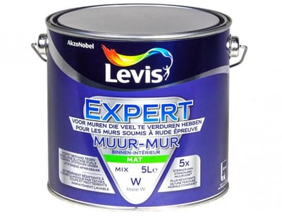 Levis Expert Mur Mat - Topkwalitatieve matte watergedragen muurverf binnen - 5 L - RAL 9010 Pure White ( gebrokenwit)