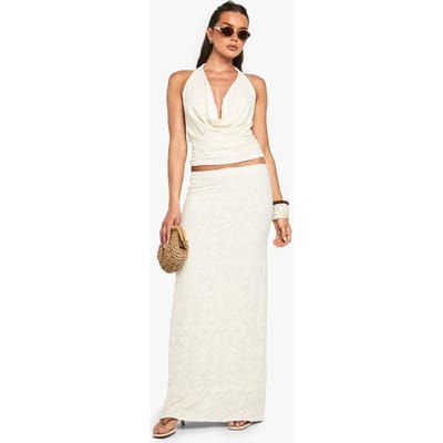 boohoo Dames Florale jacquard column maxi-rok | Cream | Maat: 12