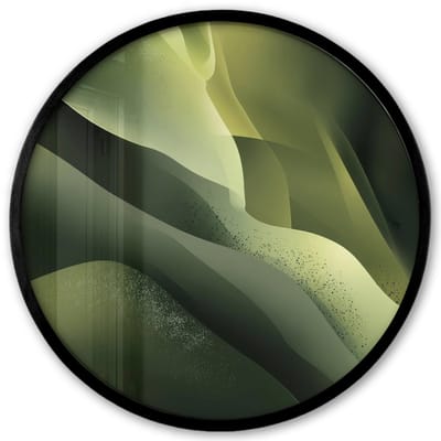 Poster in lijst Rond - Fotolijst 40x40 cm - Posters - Gaming - Golven - Abstract - Heuvels - Groen - Ronde posterlijst zwart - Decoratie - Wanddecoratie woonkamer - Muurdecoratie slaapkamer