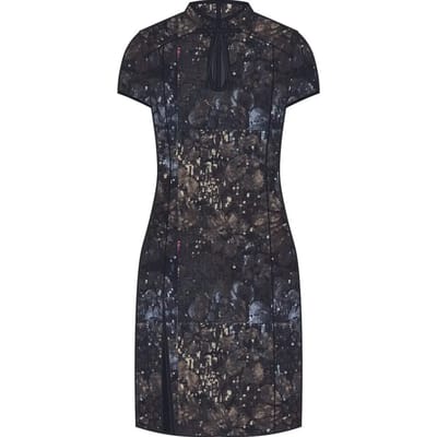 Superdry Mandarin Korte Jurk Zwart 2XS Vrouw