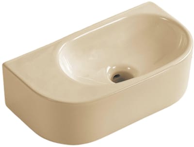 QeramiQ Pure Fontein - 40x22x12cm - Glad - halfrond - zonder kraangat - Keramiek - Beige mat