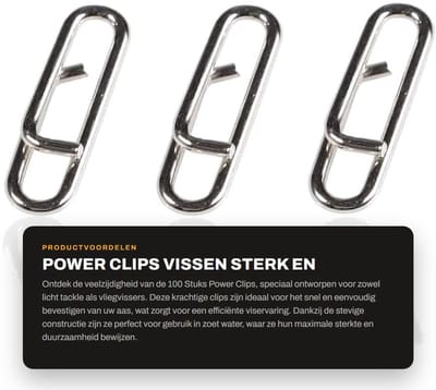 Dailygoods- Power Clips 100 Stuks - Snelle Snaps - Vissen - Licht Tackle - Vliegvissers - Duurzaam Metaal - Maximale Sterkte - Visclips